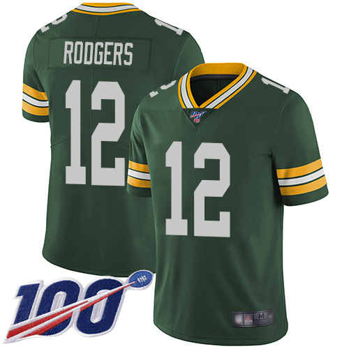 Green Bay Packers Limited Green Men #12 Rodgers Aaron Home Jersey Nike NFL 100th Season Vapor Untouchable